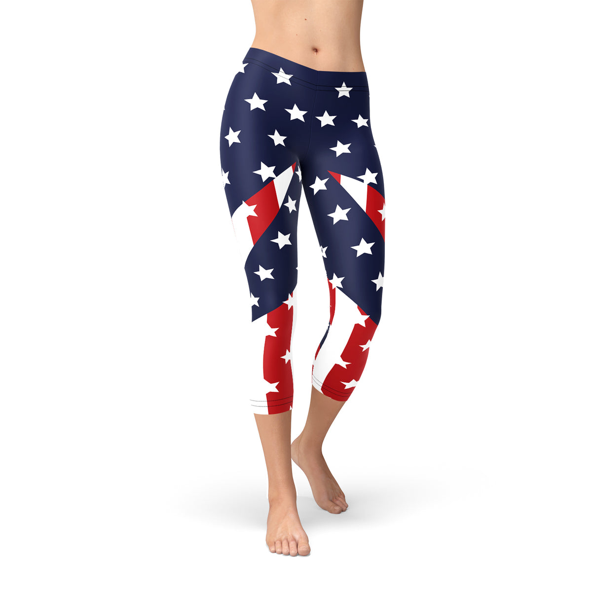 Womens American Flag Capri Leggings - Horizon Bliss