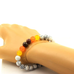 Ruby, Burma + Orange Chalcedony + Yellow Agate + Howlite Bracelet - Horizon Bliss