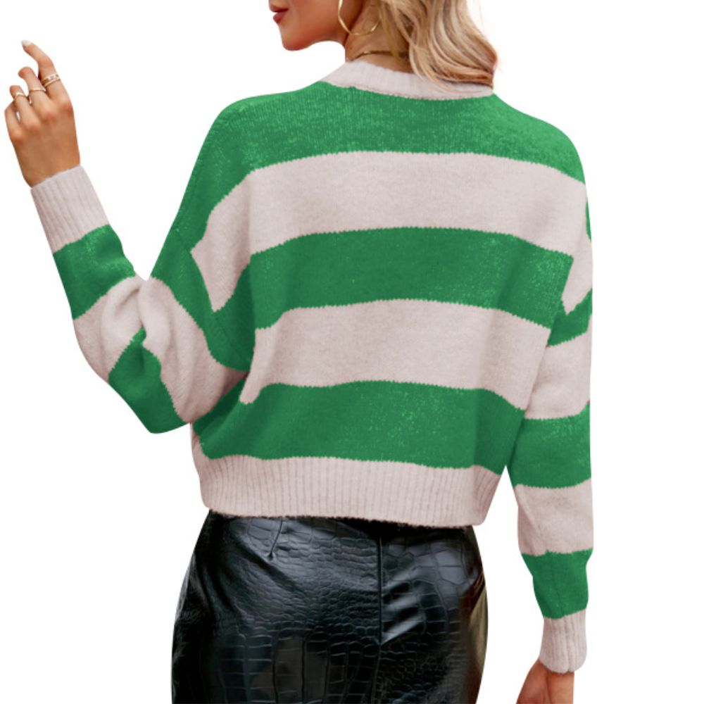 Womens Cropped Striped Sweater - Horizon Bliss