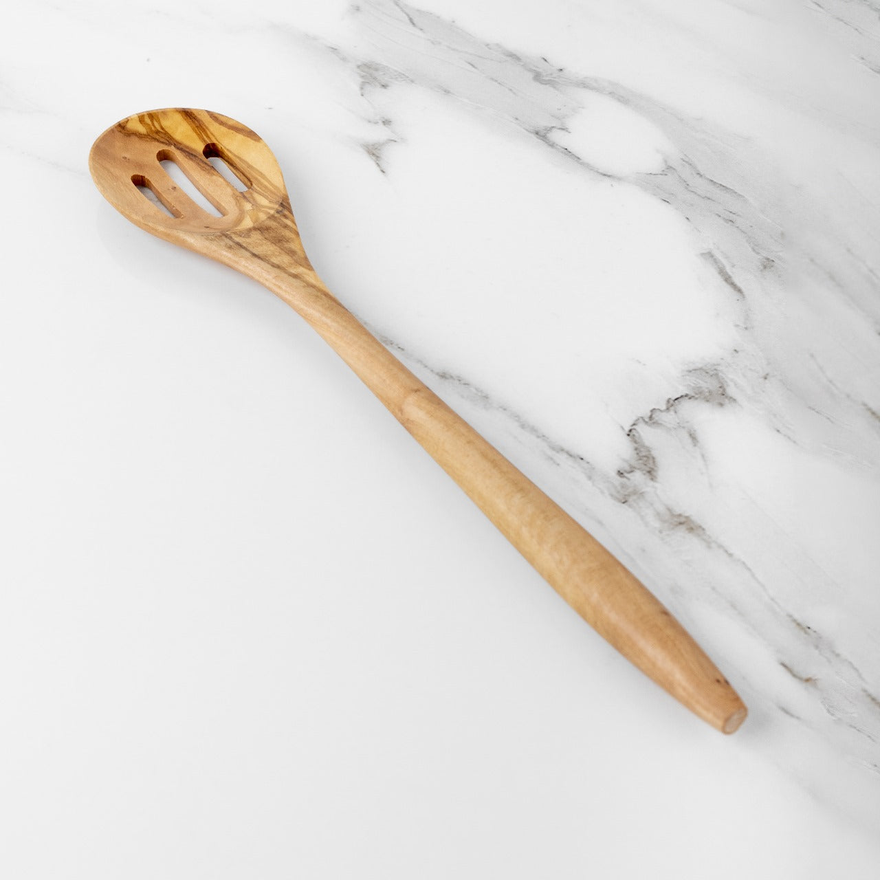 35cm (13.78") Handmade Olive Wood Slotted Spoon