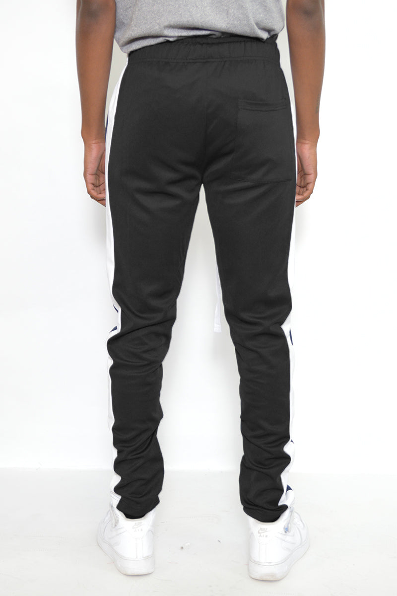 SLIM FIT TRACK PANTS- BLACK/ WHITE - Horizon Bliss