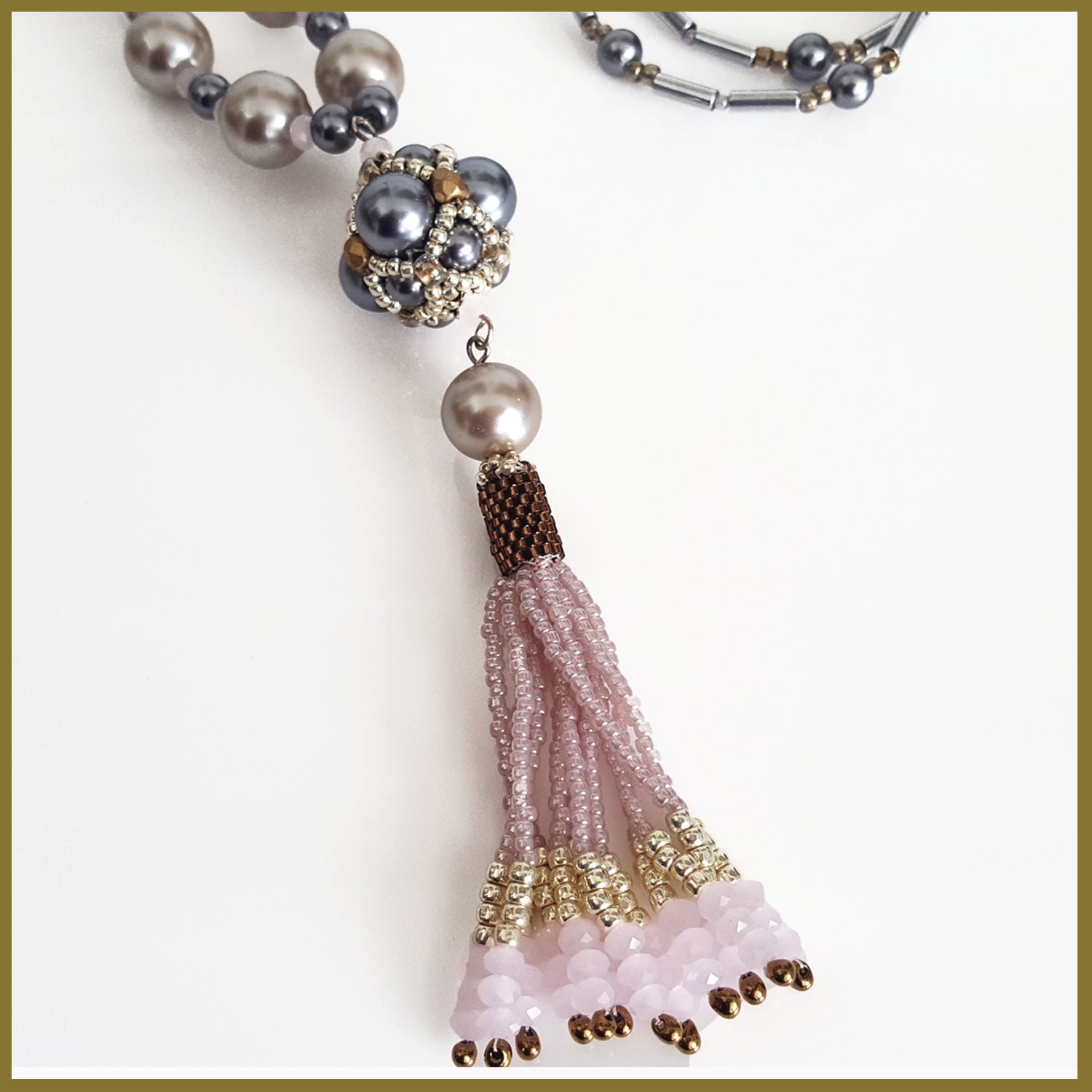 "NEW" Pink Beaded Tassel Haematite - Horizon Bliss