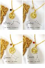 18K Zodiac Sign and Birthstone Necklace - Horizon Bliss