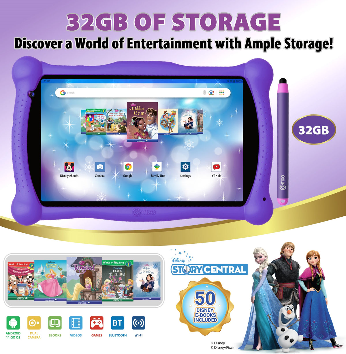 V10 7" Kids Tablet Purple Bundle - Horizon Bliss