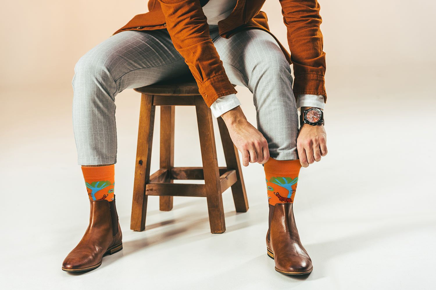 Sick Socks – Kangaroo ( Orange) – Casual Dress Socks - Horizon Bliss