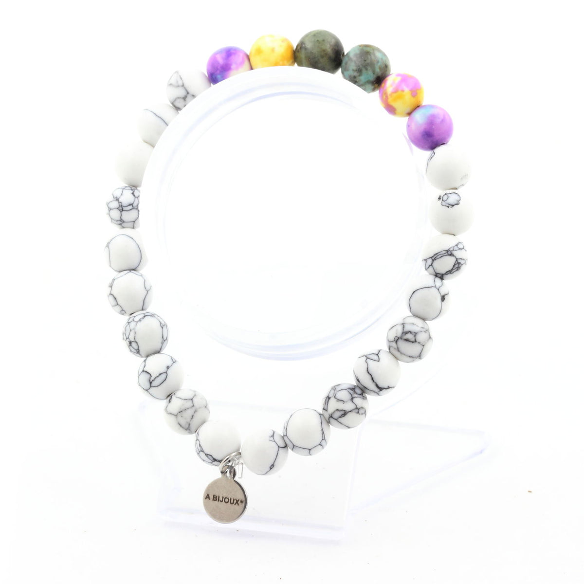 Turquoise + Blue Violet Jasper Violet Yellow Jasper + Howlite Bracelet - Horizon Bliss