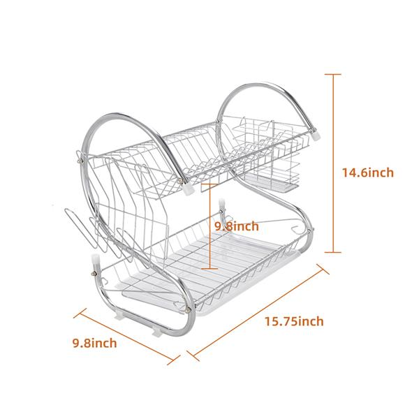 2 Layers Dish Organizer Storage Bowls Shelf for Home