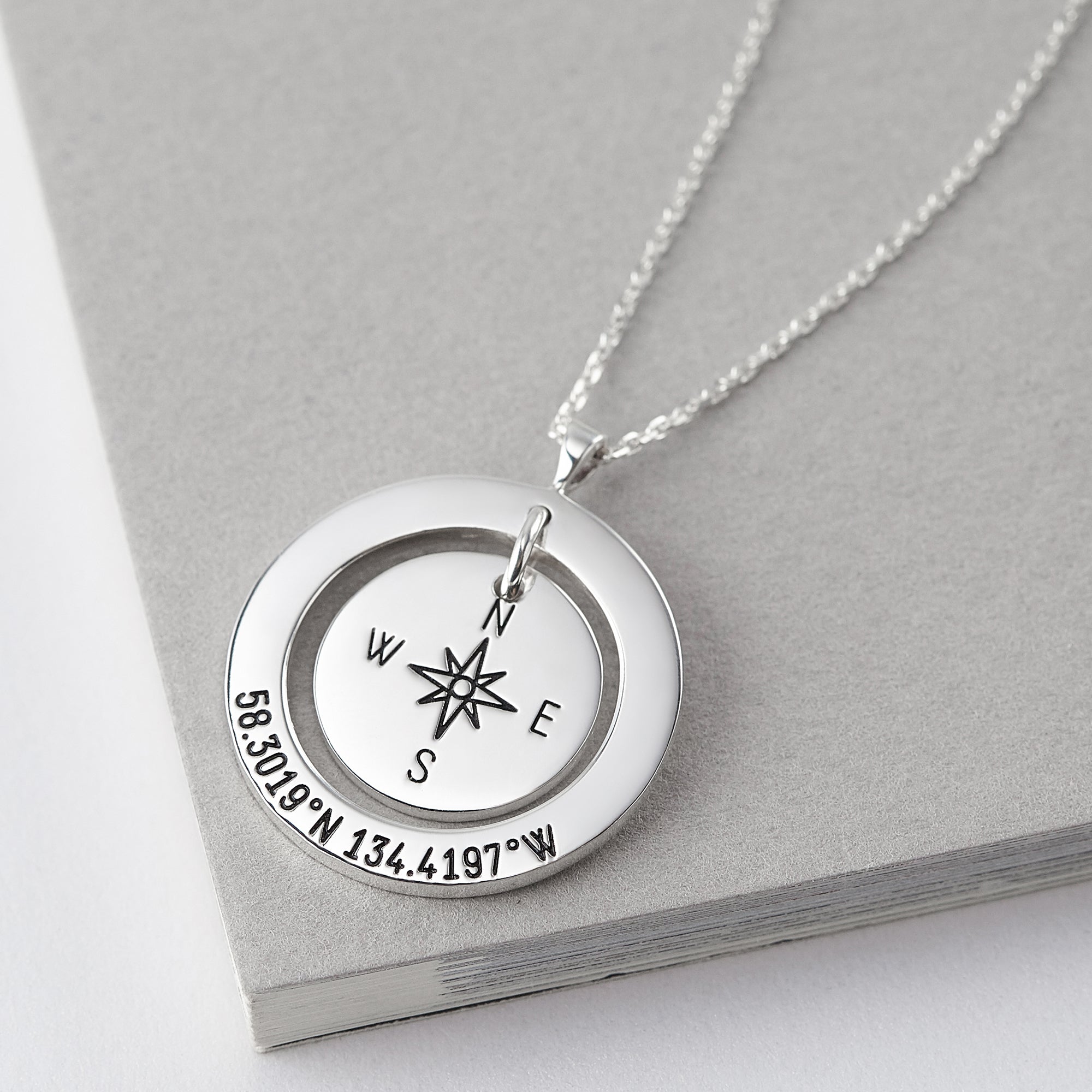 Coordinates Necklace • Long Distance Gift • Latitude Longitude jewelry - Horizon Bliss