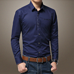 Mens Shirt with Contrasting Pocket and Cuff Details - Horizon Bliss