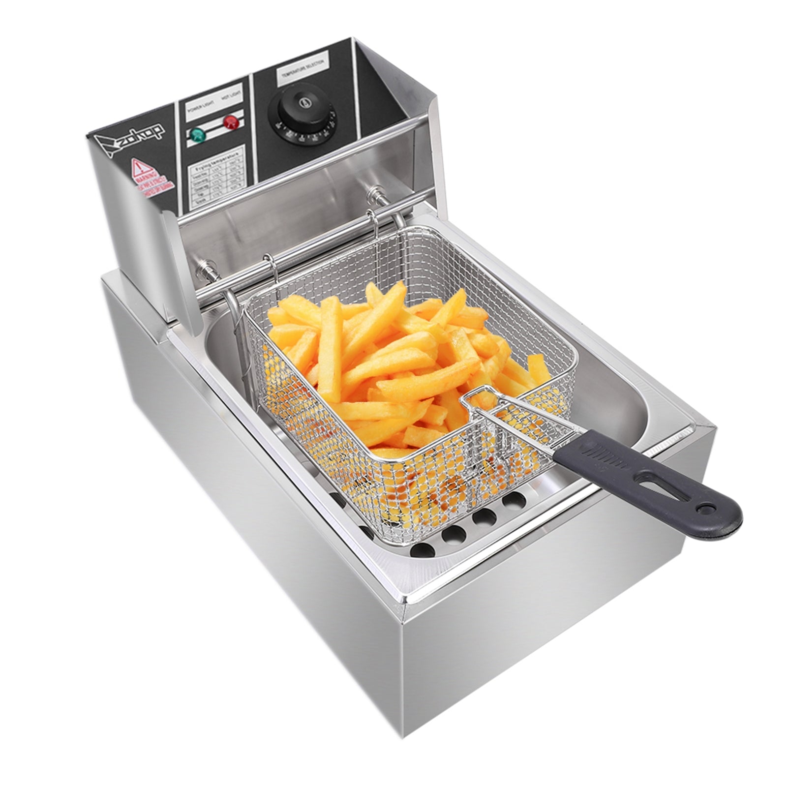 2500W MAX 110V 6L Stainless Steel Single Cylinder Electric Fryer - Horizon Bliss