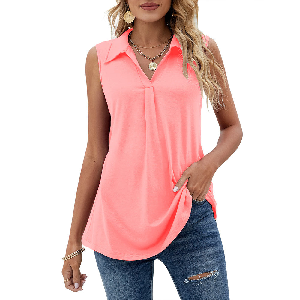 Mothers Day Gifts -Womens Summer Tank Loose Fit Causal Polo Shirts - Horizon Bliss