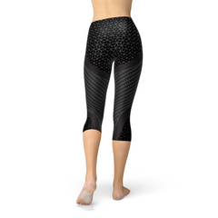 Womens Carbon Fiber Sports Capri Leggings