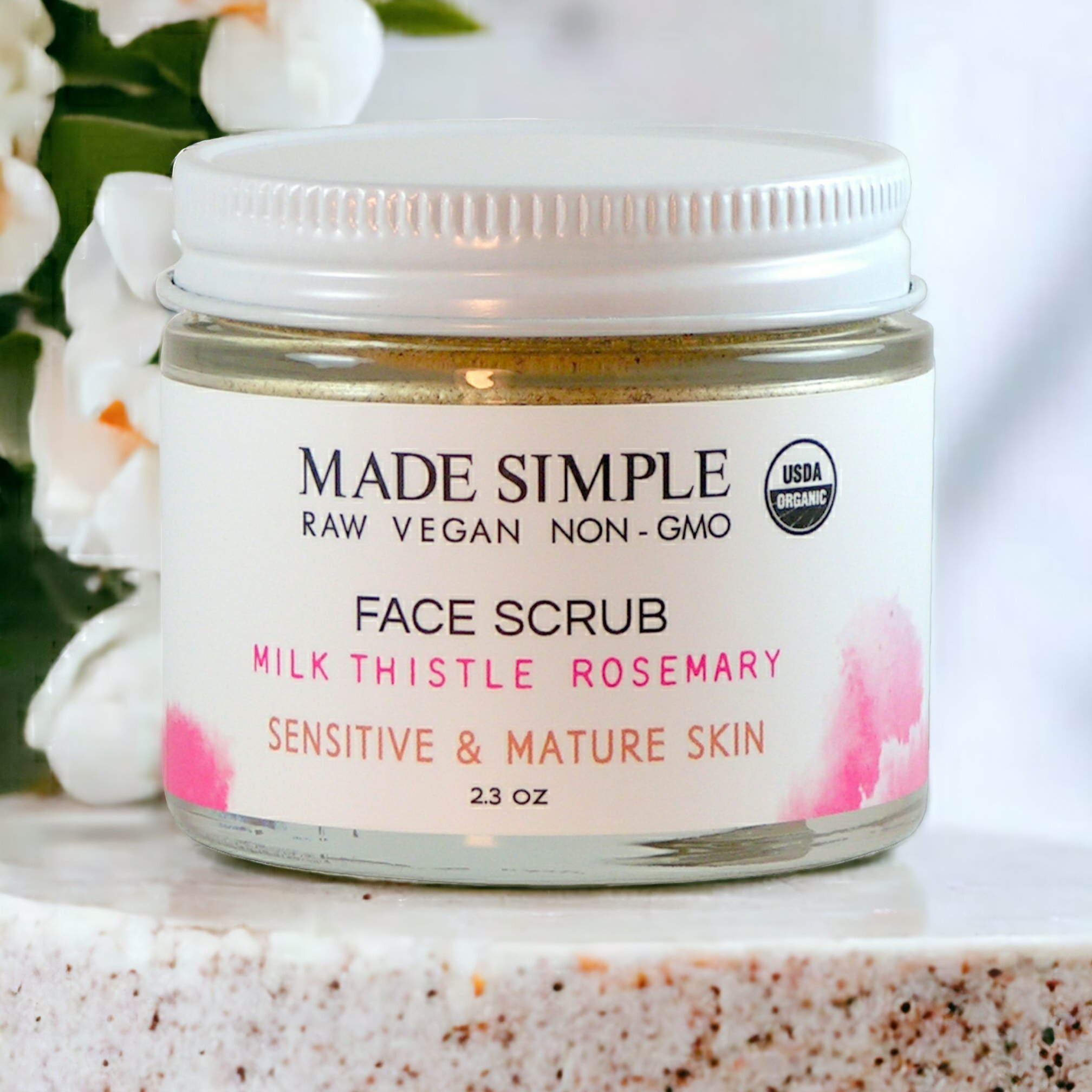 Certified Organic Vegan Milk Thistle Rosemary Face Scrub - Horizon Bliss