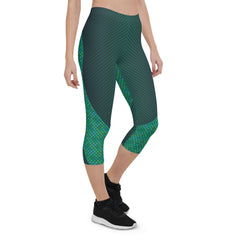 Green Mermaid Capri Leggings for Women