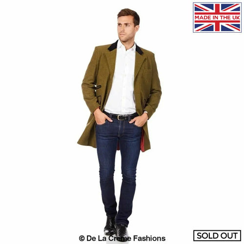 De La Creme MAN - Herringbone Design Retro Mod Coat - Horizon Bliss