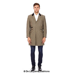 De La Creme MAN - Herringbone Design Retro Mod Coat - Horizon Bliss