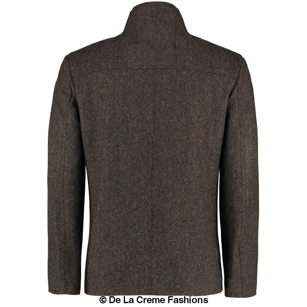 De La Creme MAN - Herringbone Tweed Blend Short Reefer Coat - Horizon Bliss