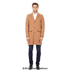 De La Creme MAN - Men's Single Breasted Wool Mix Overcoat - Horizon Bliss