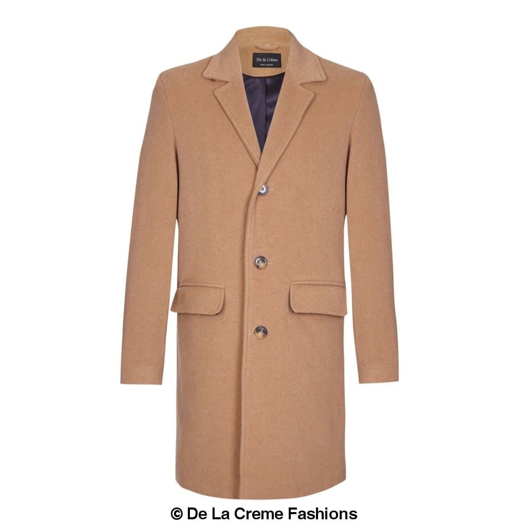 De La Creme MAN - Men's Single Breasted Wool Mix Overcoat - Horizon Bliss