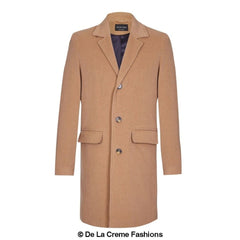 De La Creme MAN - Men's Single Breasted Wool Mix Overcoat - Horizon Bliss