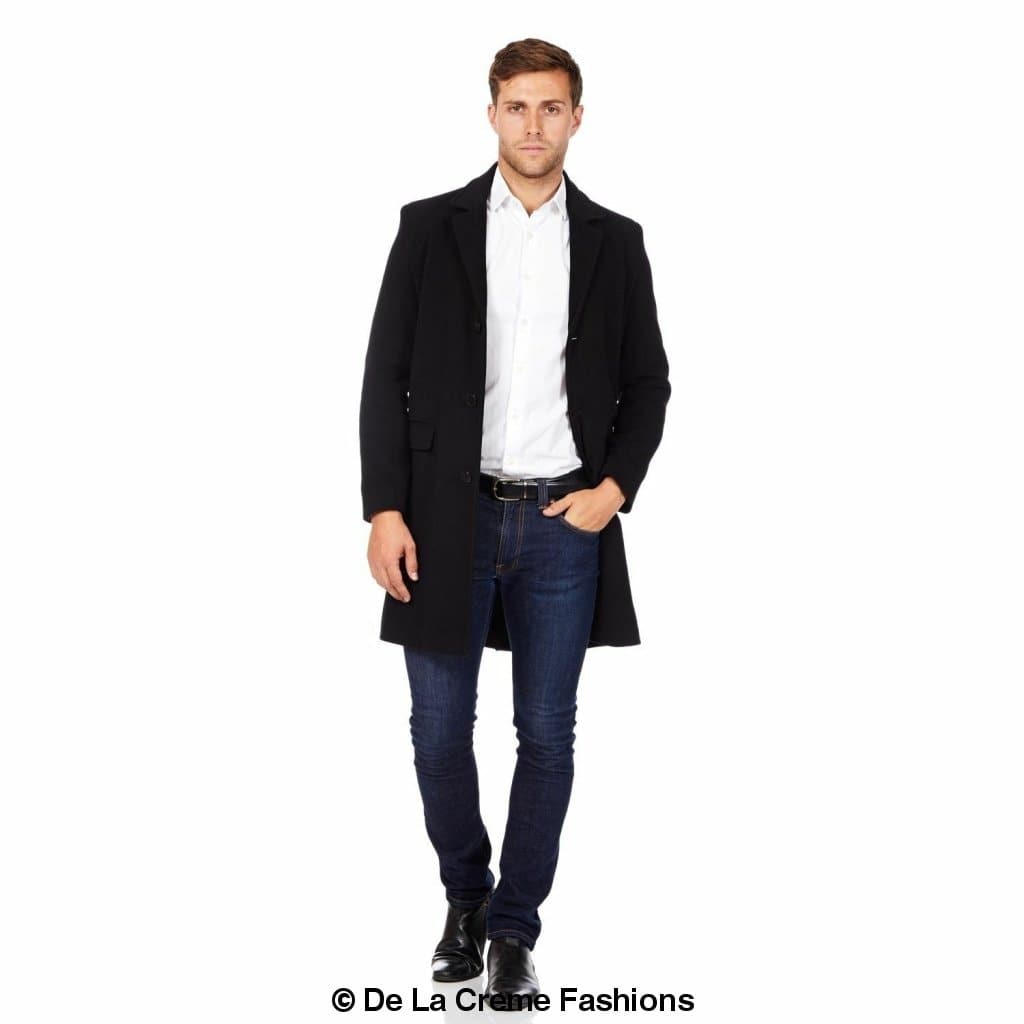 De La Creme MAN - Men's Single Breasted Wool Mix Overcoat - Horizon Bliss