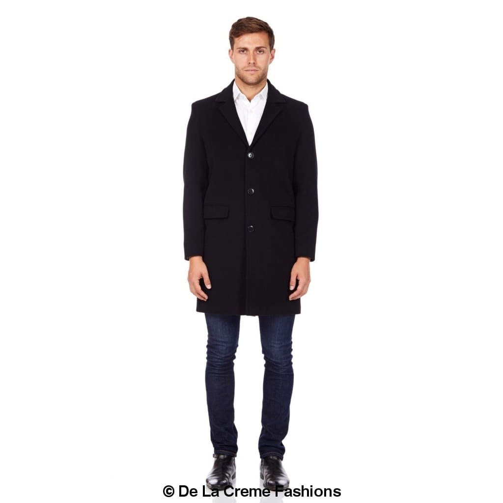 De La Creme MAN - Men's Single Breasted Wool Mix Overcoat - Horizon Bliss