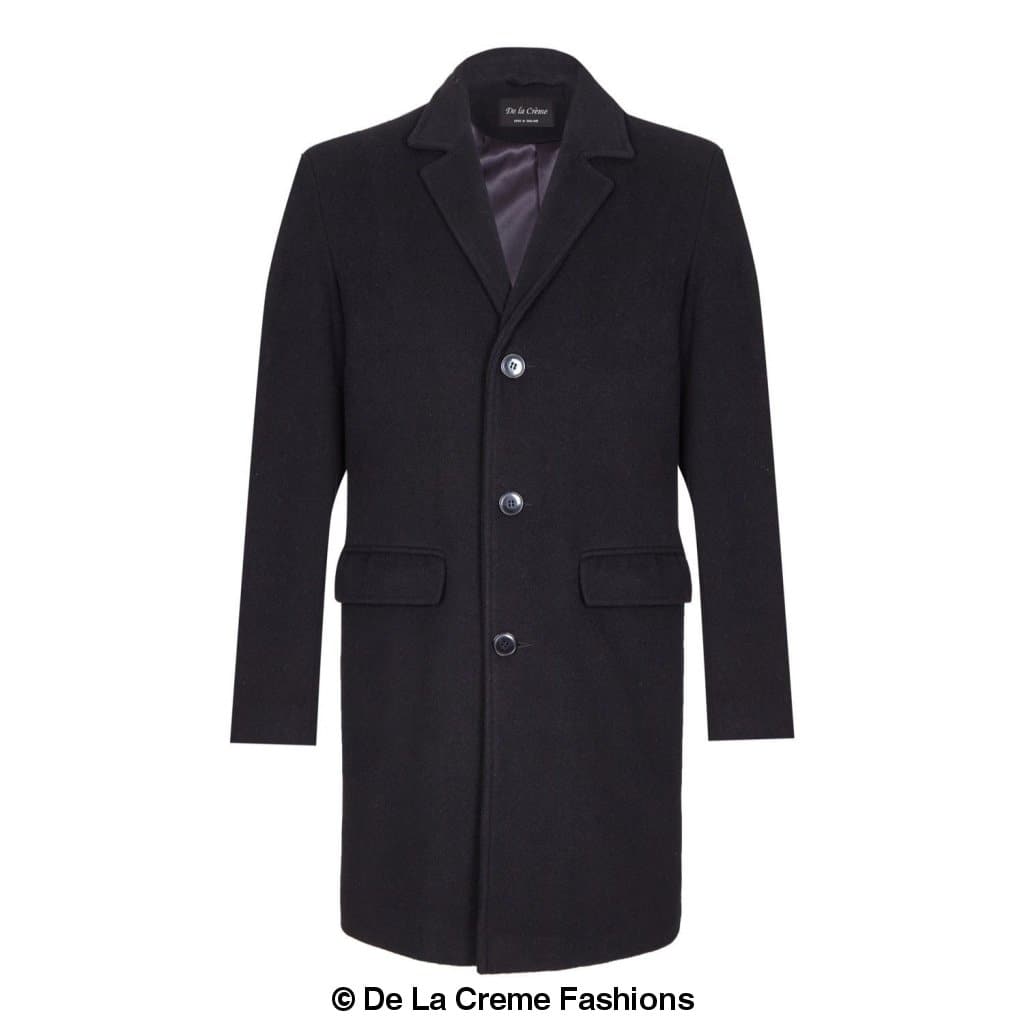 De La Creme MAN - Men's Single Breasted Wool Mix Overcoat - Horizon Bliss