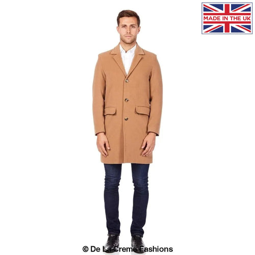 De La Creme MAN - Men's Single Breasted Wool Mix Overcoat - Horizon Bliss