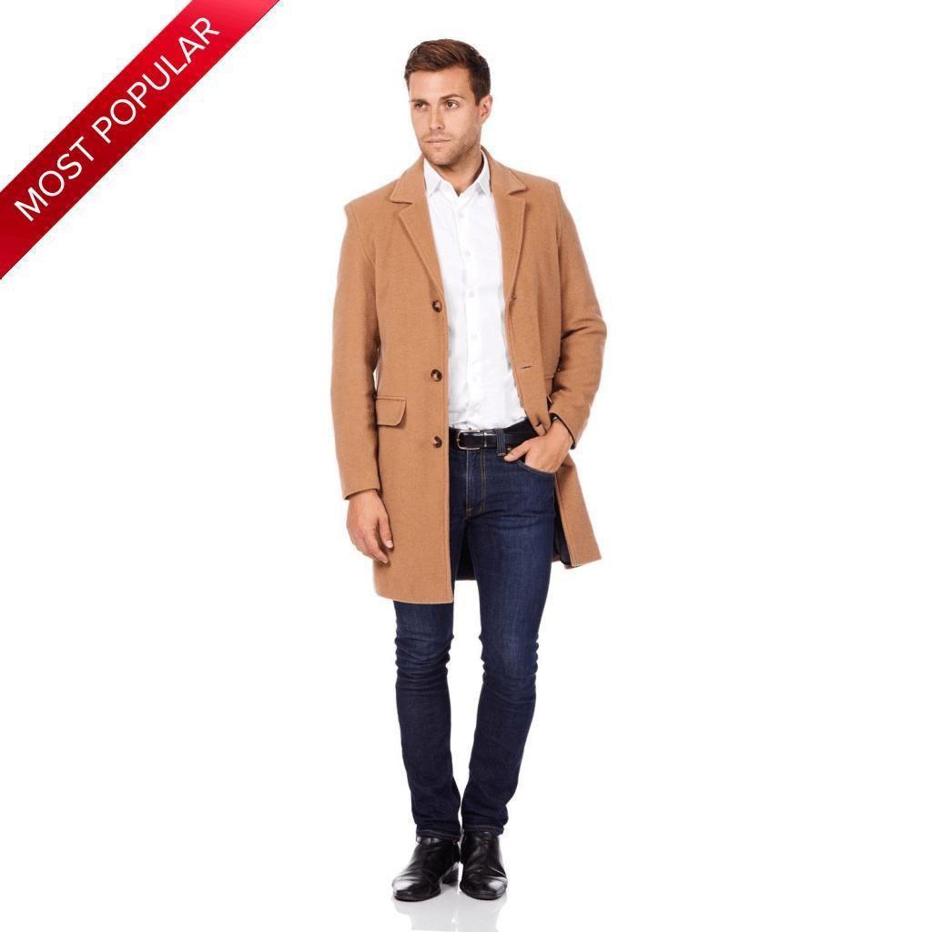 De La Creme MAN - Men's Single Breasted Wool Mix Overcoat - Horizon Bliss