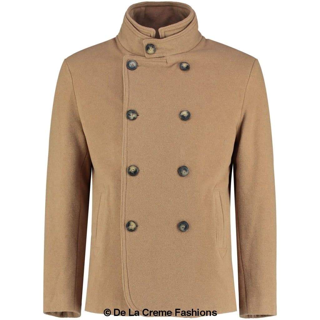 De La Creme MAN - Men's Wool Blend Double Breasted Short Reefer Coat - Horizon Bliss