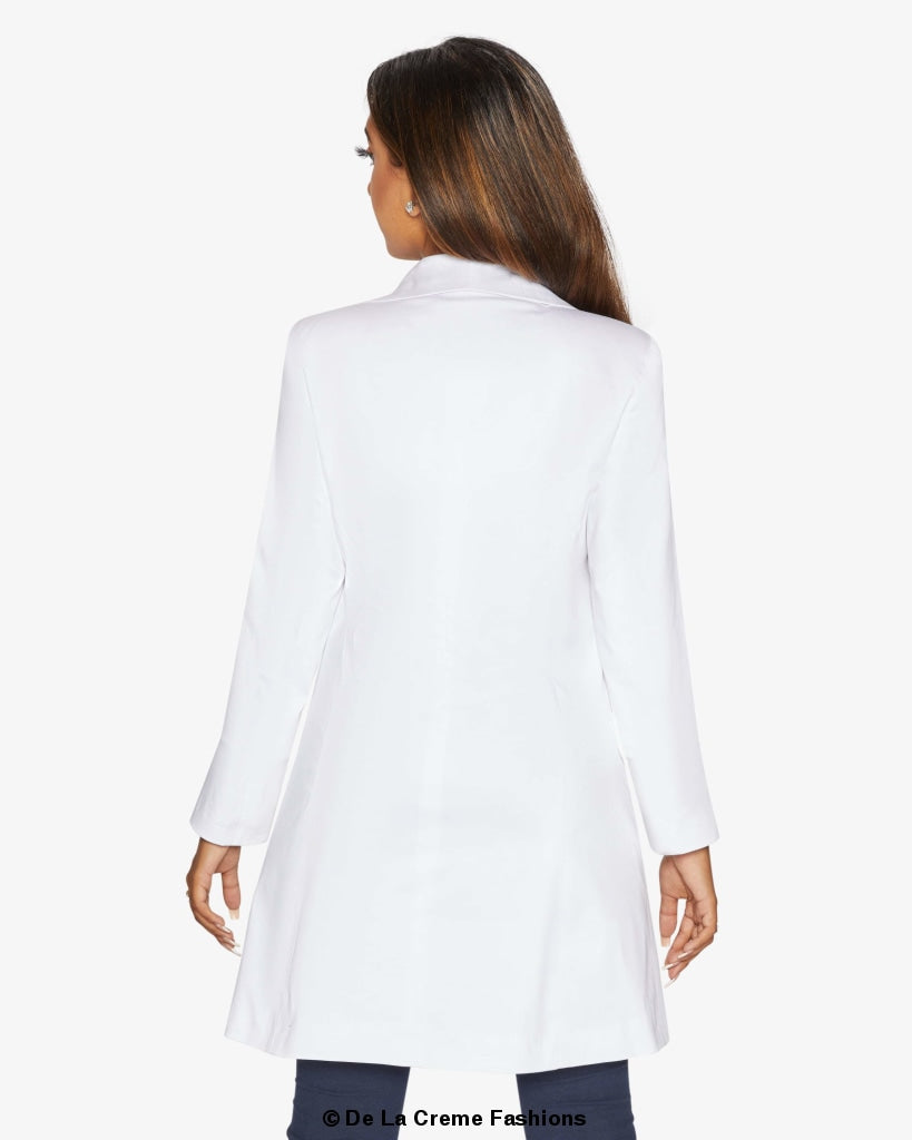 De La Creme Womens Double Breasted Longline Blazer - Horizon Bliss