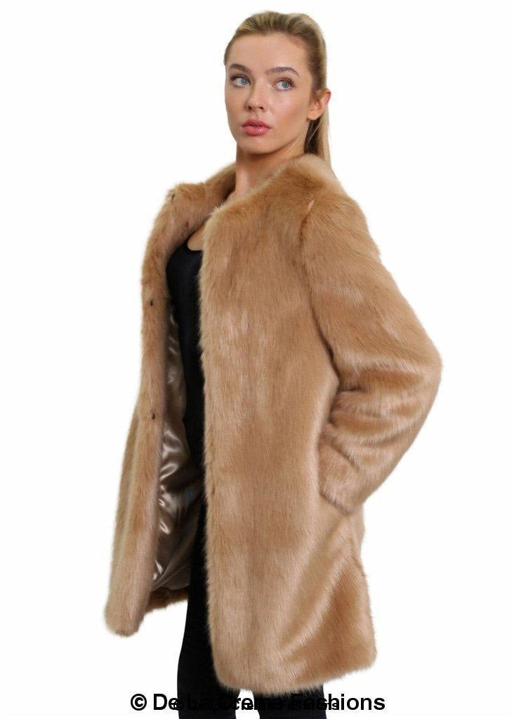 De La Creme Womens Faux Fur Classic Coat - Horizon Bliss