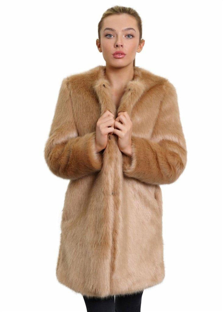 De La Creme Womens Faux Fur Classic Coat - Horizon Bliss