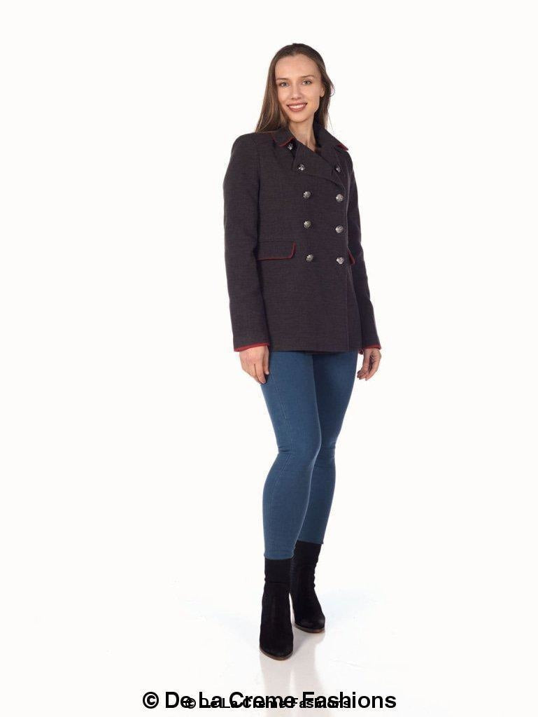 De La Creme Womens Military Style Pea Coat - Horizon Bliss