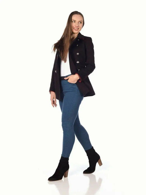 De La Creme Womens Military Style Pea Coat - Horizon Bliss