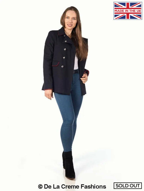 De La Creme Womens Military Style Pea Coat - Horizon Bliss