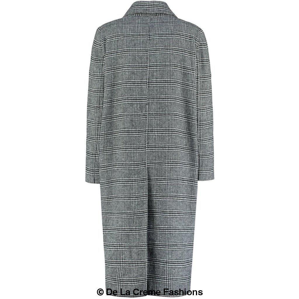 De La Creme - Womens Prince Of Wales Check Wrap Long Coat - Horizon Bliss