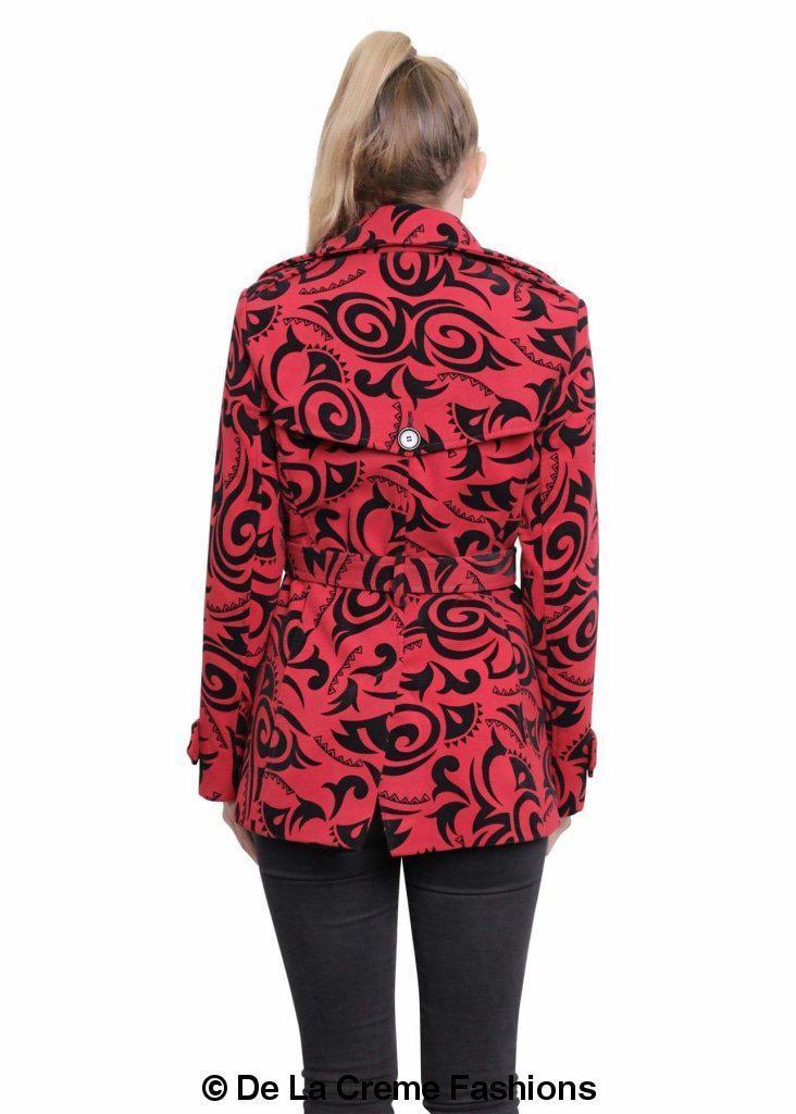 De La Creme - Womens Tribal Print Double Breasted Short Coat - Horizon Bliss