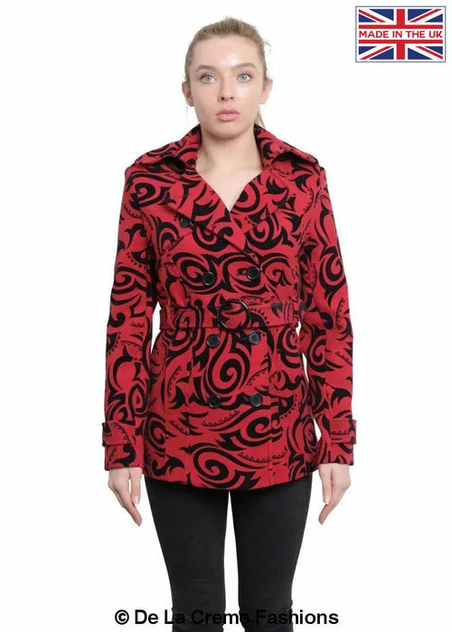 De La Creme - Womens Tribal Print Double Breasted Short Coat - Horizon Bliss