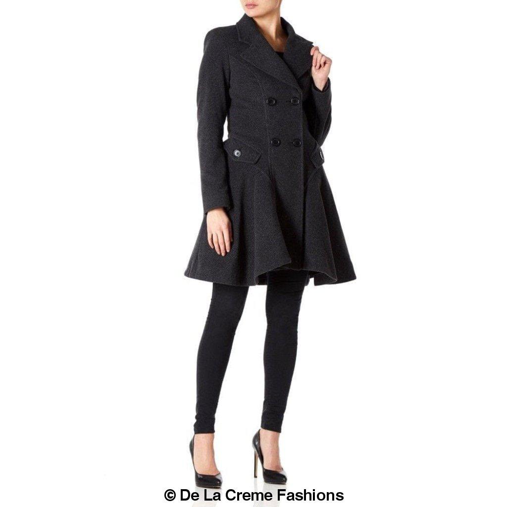 Wool Blend Double Breasted Skater Coat (1102) - Horizon Bliss