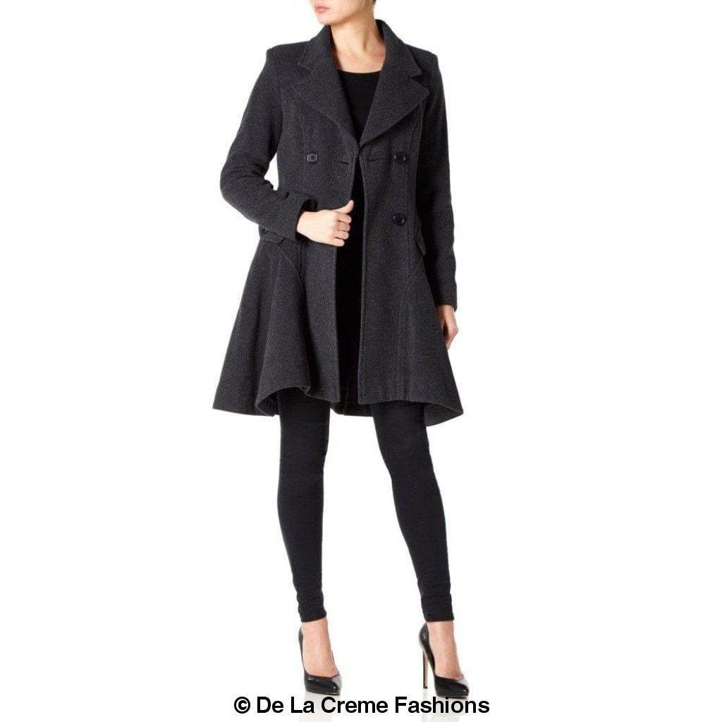 Wool Blend Double Breasted Skater Coat (1102) - Horizon Bliss