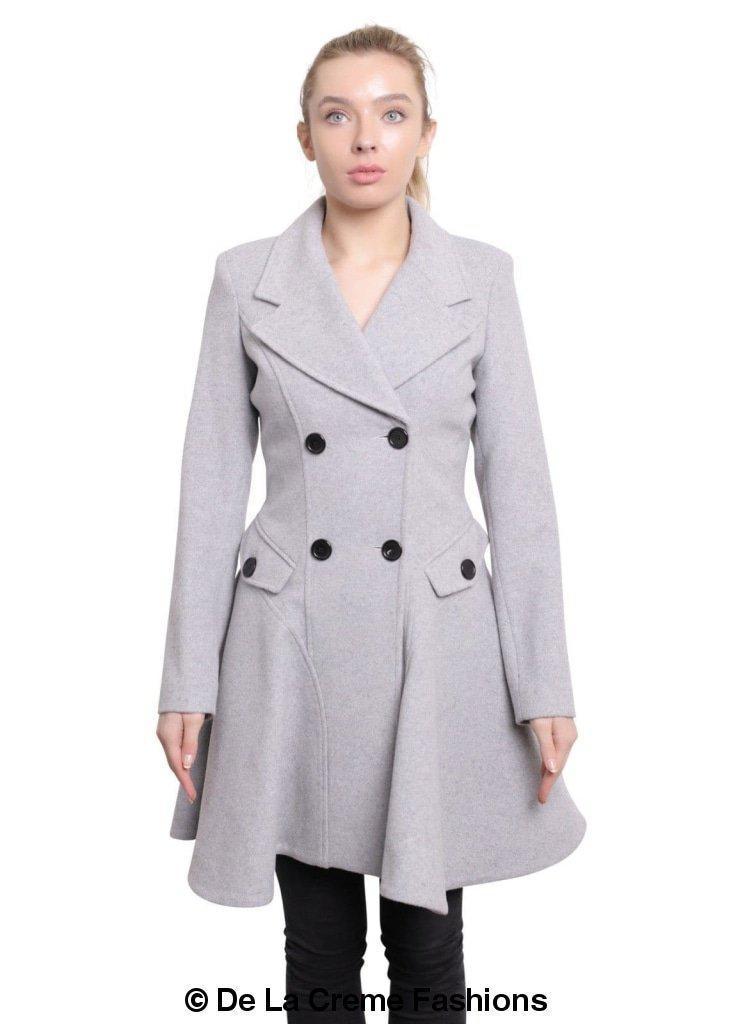 Wool Blend Double Breasted Skater Coat (1102) - Horizon Bliss