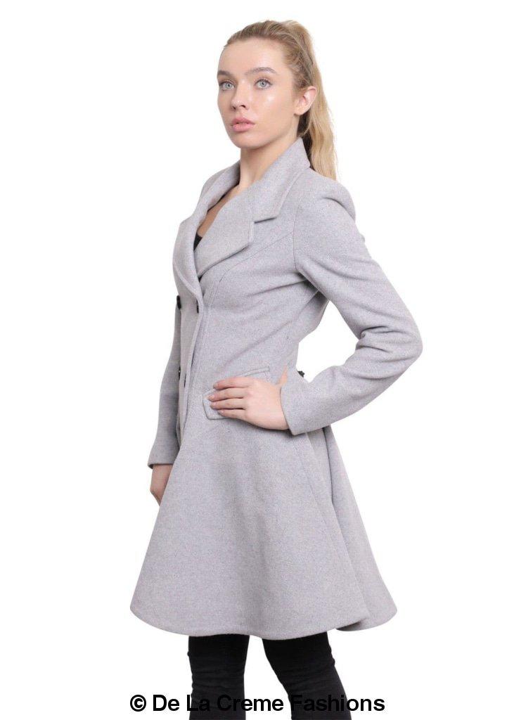 Wool Blend Double Breasted Skater Coat (1102) - Horizon Bliss