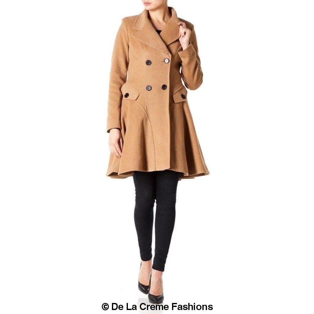 Wool Blend Double Breasted Skater Coat (1102) - Horizon Bliss