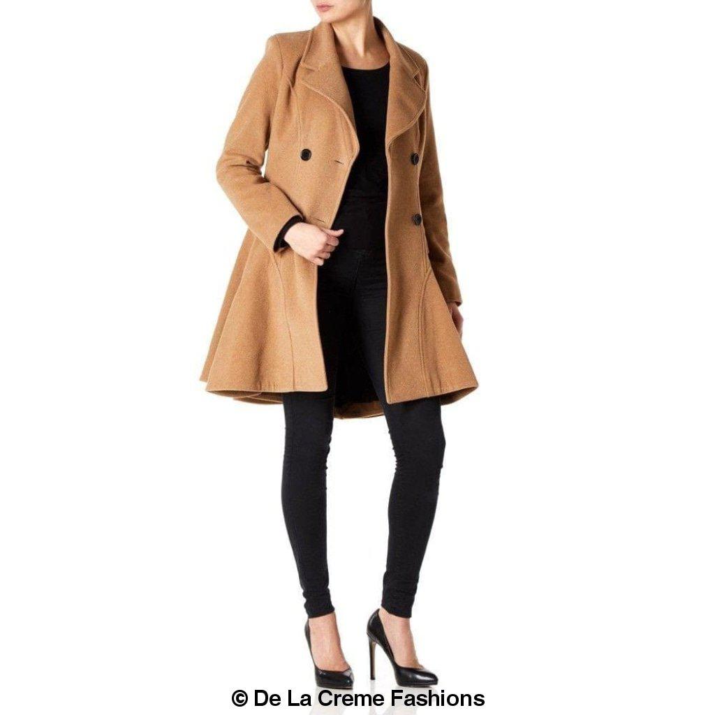 Wool Blend Double Breasted Skater Coat (1102) - Horizon Bliss