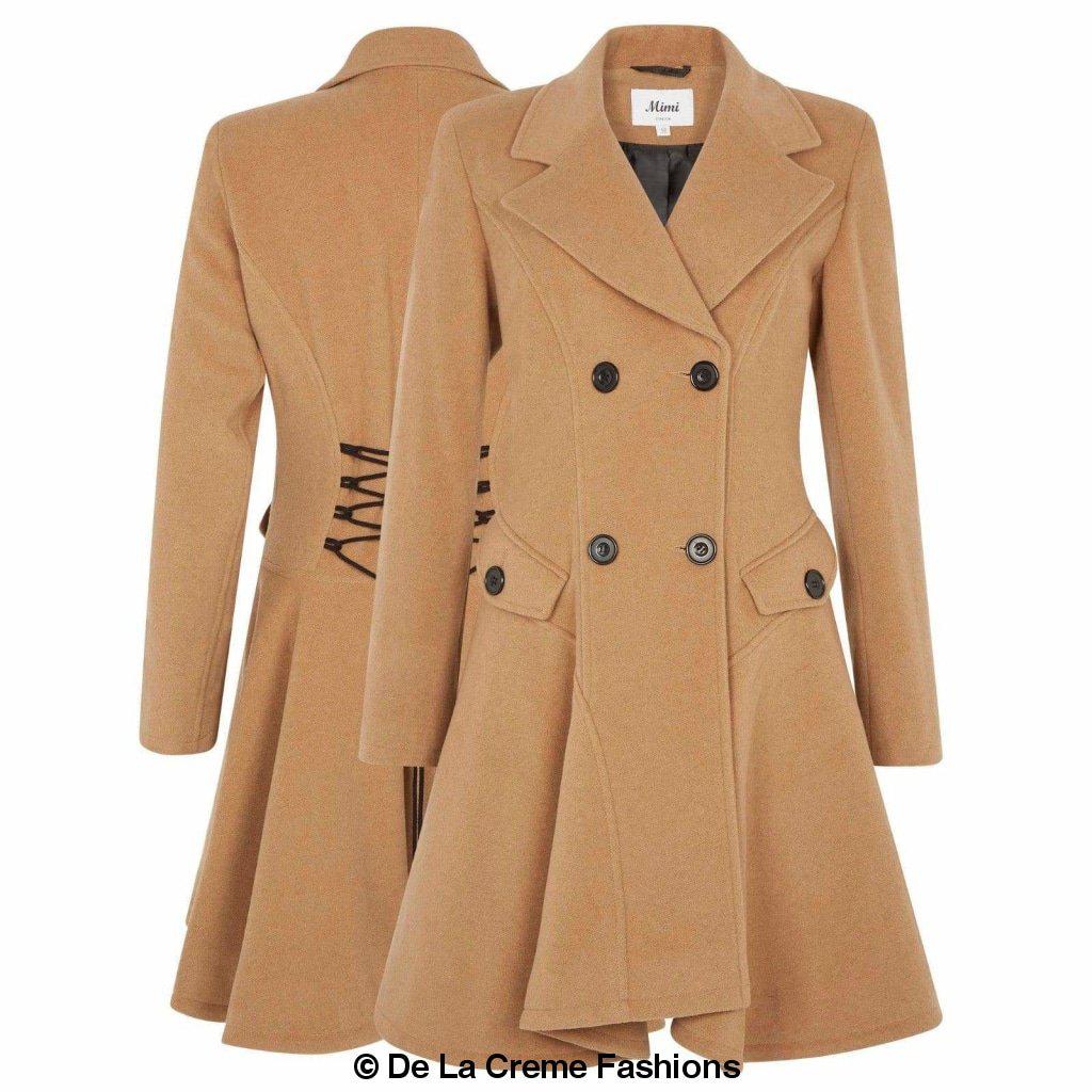 Wool Blend Double Breasted Skater Coat (1102) - Horizon Bliss