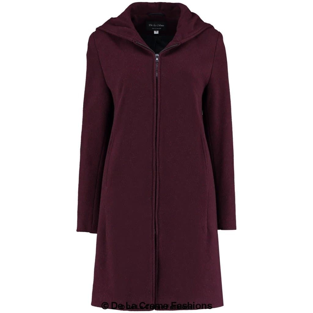 De La Creme - Women's Wool Blend Hooded Zip Coat - Horizon Bliss