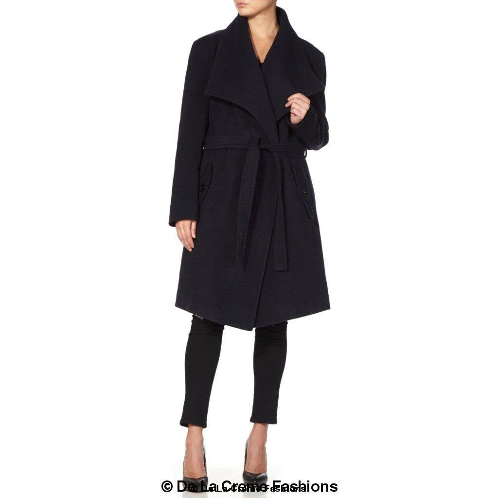 De La Creme Womens Wool Blend Large Lapel Duster Coat - Horizon Bliss