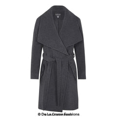 De La Creme Womens Wool Blend Large Lapel Duster Coat - Horizon Bliss