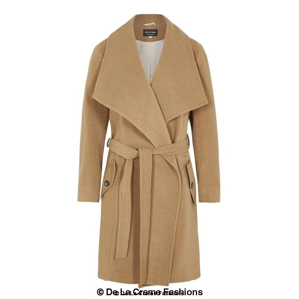 De La Creme Womens Wool Blend Large Lapel Duster Coat - Horizon Bliss